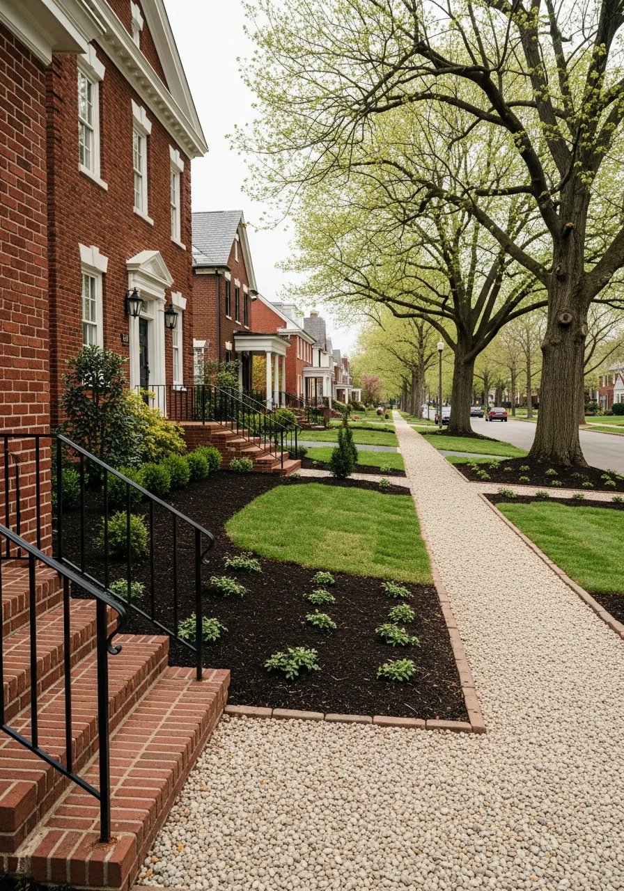 Residential neighborhood in Lexington with brick homes and established landscaping.